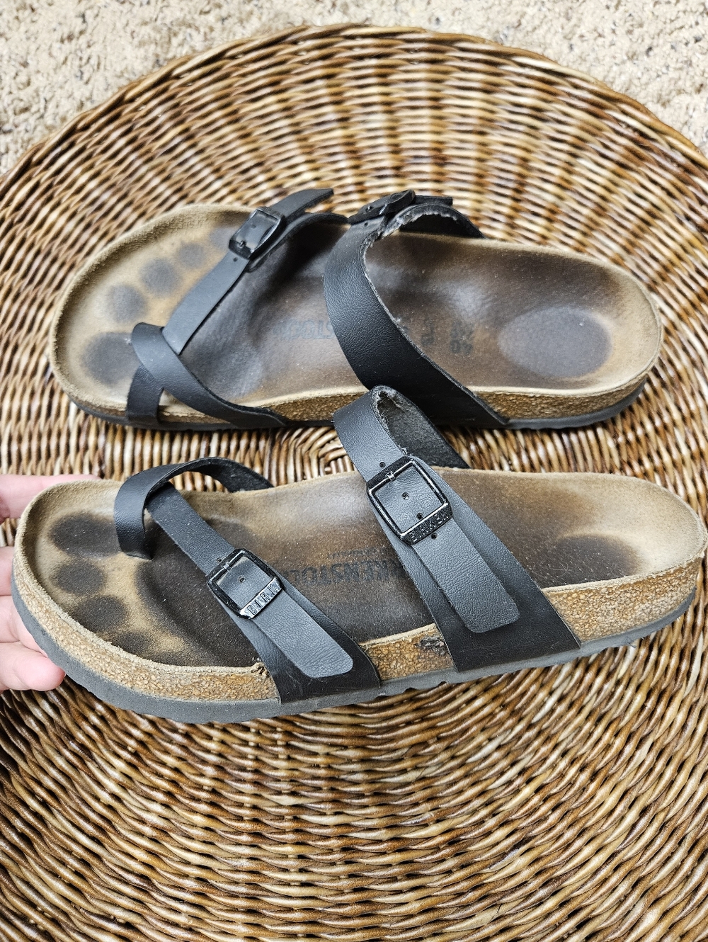 Birkenstock Miyari Leather Sandals Black Size 40 - Picture 2 of 9